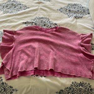 COPY - Alter’d State pink ruffle sleeve waffle knit top